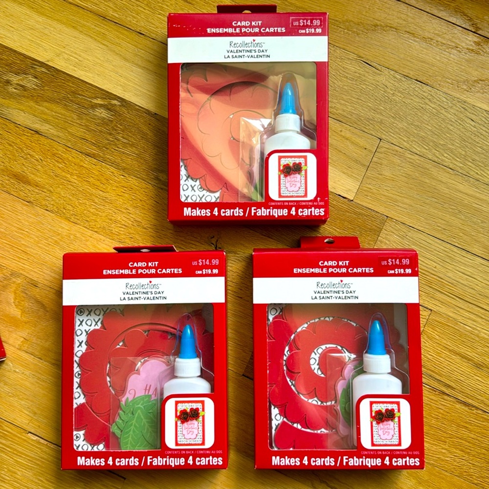 NIB - bundle of 3 - Valentines Day Card Kit makes 12